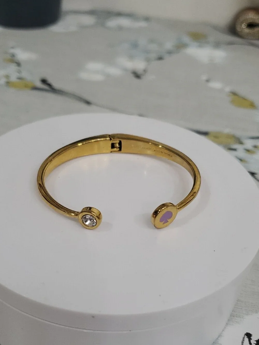kate spade Gold-Tone Open Cuff Bracelet with Purple Spade and Crystal - Picture 10 of 16